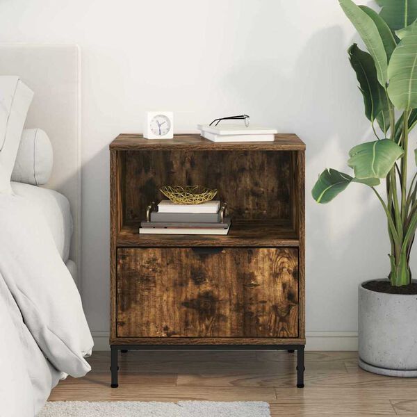 vidaXL Bedside Cabinet Smoked oak 49 x 36 x 61 cm Engineered wood
