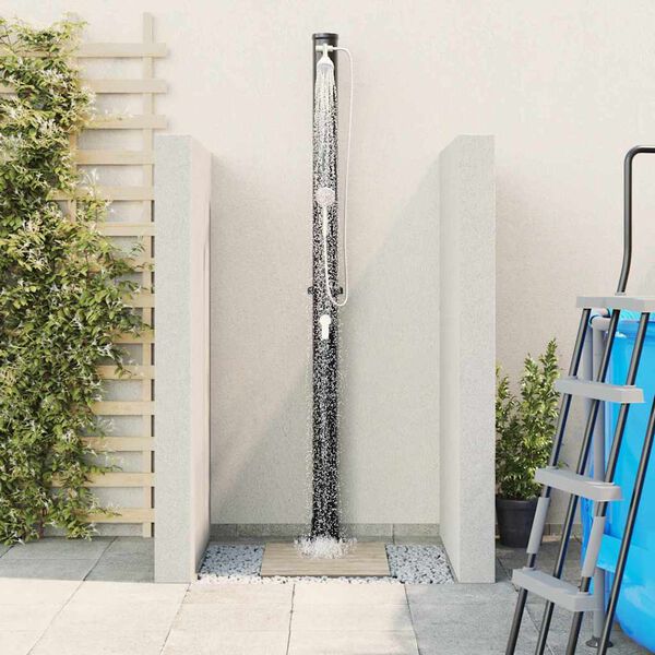 vidaXL Outdoor Solar Shower Black 217 cm PVC and aluminium