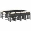 vidaXL 9 Piece Garden Dining Set with Cushions Black Poly Rattan