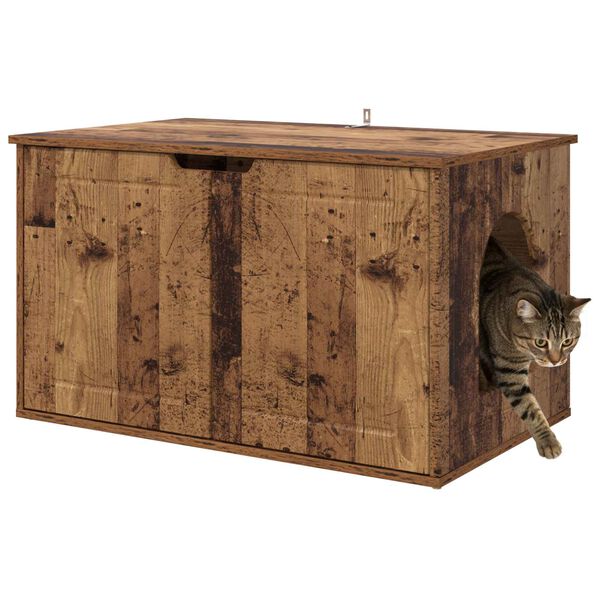 vidaXL Cat House Old Wood 85 x 55 x 50.5 cm Engineered Wood