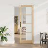 vidaXL Sliding Door Brown 83 x 232 cm Solid Pine Wood and Glass