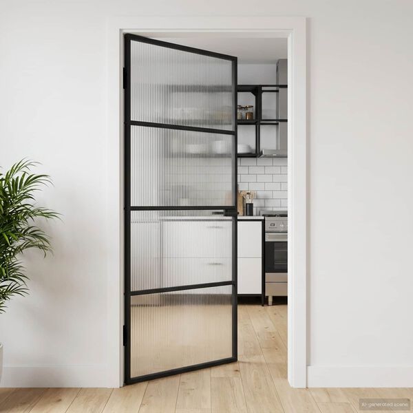 vidaXL Home Door 102 x 201.5 x 3.5 cm Aluminium and Tempered Glass