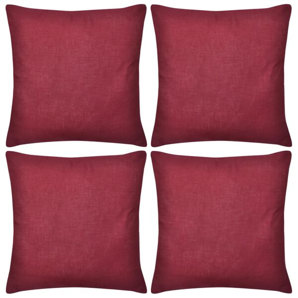 4 Burgundy Cushion Covers Cotton 50 x 50 cm