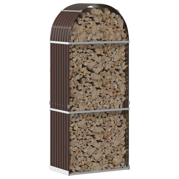 vidaXL Log Holder Brown 80x45x190 cm Galvanised Steel