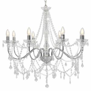 vidaXL Chandelier with Beads Silver 8 x E14 Bulbs