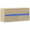 vidaXL TV Wall Cabinet with LED Lights Sonoma Oak 100x31x45 cm
