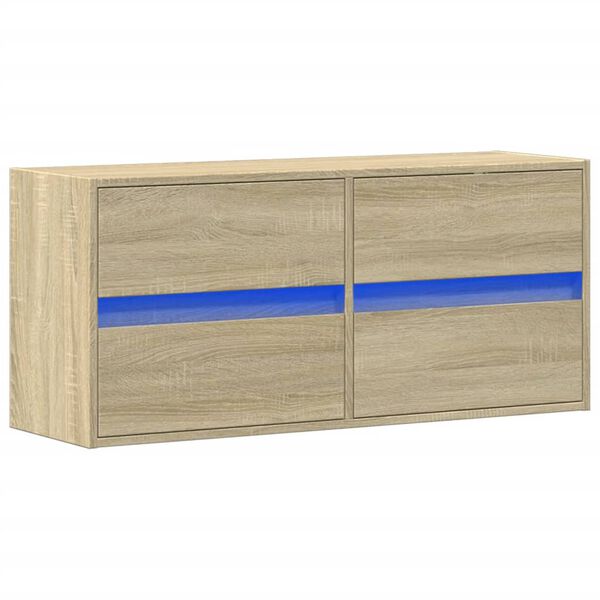 vidaXL TV Wall Cabinet with LED Lights Sonoma Oak 100x31x45 cm
