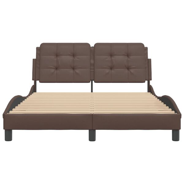 vidaXL Bed Frame without Mattress "Zadar" Brown 140x200 cm Faux Leather