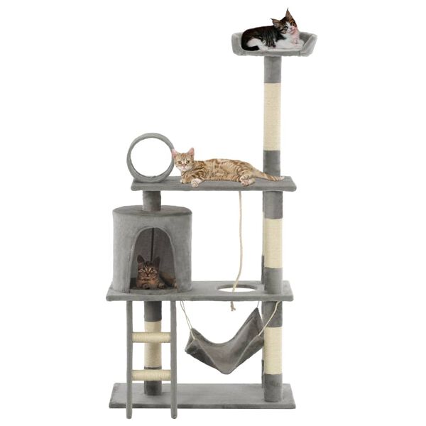 vidaXL Cat Tree with Sisal Scratching Posts 140 cm Grey