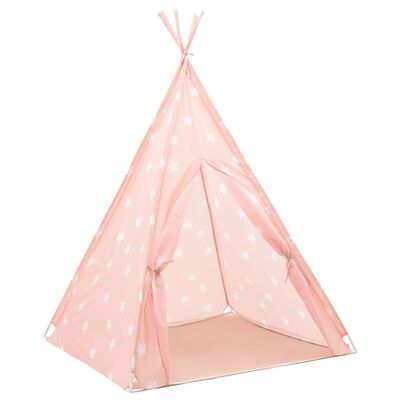 vidaXL Children Teepee Tent with Bag Polyester Pink 115x115x160 cm