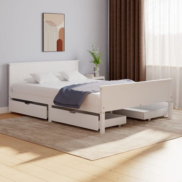 vidaXL Bed Frame without Mattress White Solid Wood Pine 160x200 cm