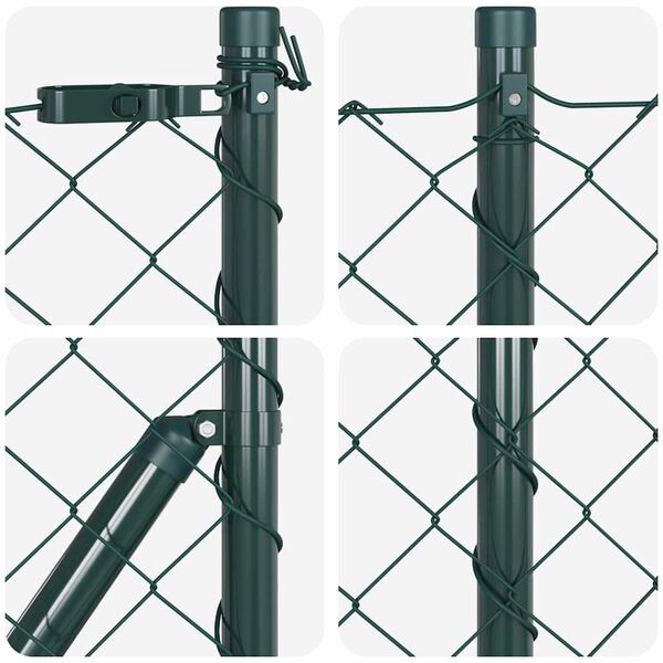 vidaXL Chain Link Fence with Posts Green 0.8 x 10 m Steel