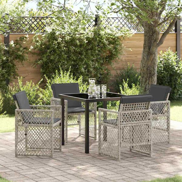 vidaXL Garden Dining Set 5 pcs Light Grey Poly Rattan
