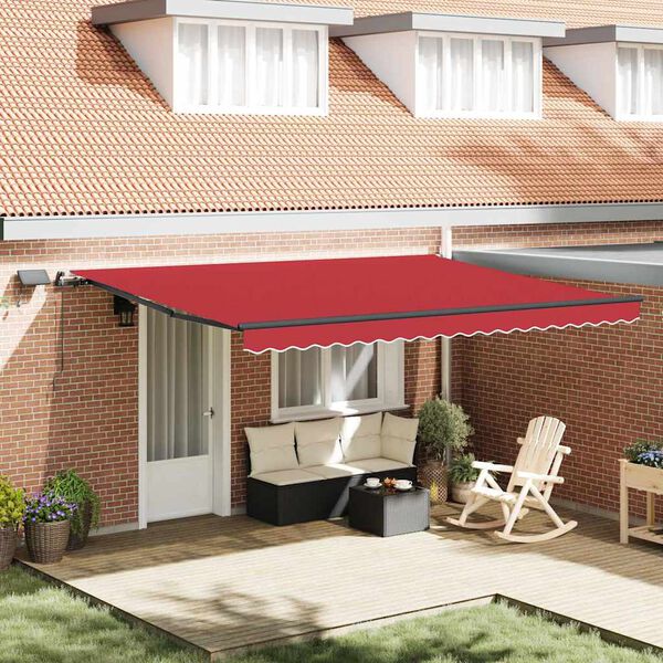 vidaXL Retractable Awning Manual Red 450 x 300 cm Fabric