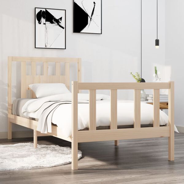 vidaXL Bed Frame without Mattress Solid Wood 90x190 cm Single Single
