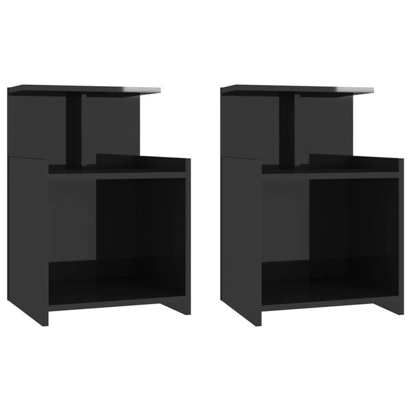 vidaXL Bed Cabinets 2 pcs High Gloss Black 40x35x60 cm Engineered Wood