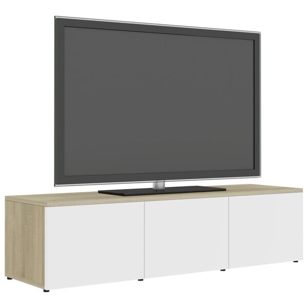 vidaXL TV Cabinet White and Sonoma Oak 120x34x30 cm Engineered Wood