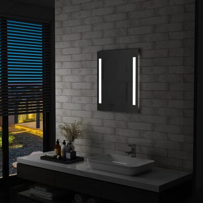 vidaXL Bathroom LED Wall Mirror with Shelf 50x70 cm