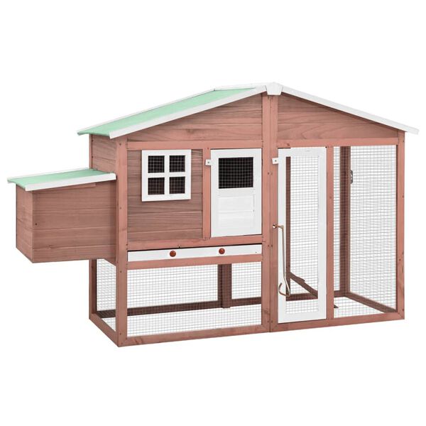 vidaXL Chicken Coop with Nest Box Mocha and White Solid Fir Wood