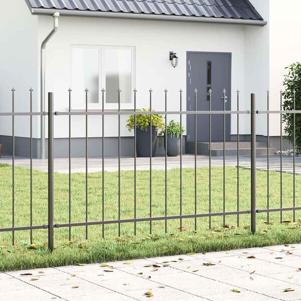 vidaXL Garden Fence Grey 13.6 x 1 m Powder-coated steel
