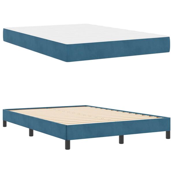vidaXL Box Spring Bed with Mattress Dark Blue 160 x 210 cm Fabric