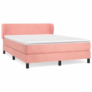 vidaXL Box Spring Bed with Mattress Pink 140x190 cm Velvet