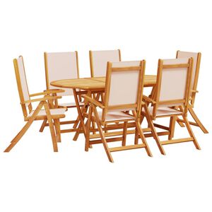 vidaXL 7 Piece Garden Dining Set Solid Wood Acacia and Textilene