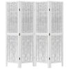 vidaXL Room Divider 4 Panels White Solid Wood Paulownia