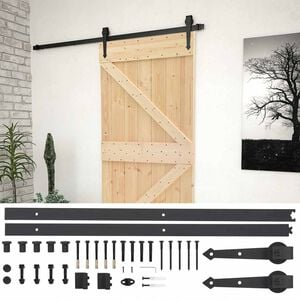 vidaXL Sliding Door 80 x 210 cm Solid Pine Wood Natural and Black