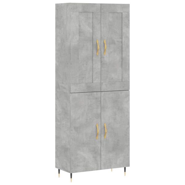 vidaXL Highboard Concrete Grey 69.5x34x180 cm Engineered Wood