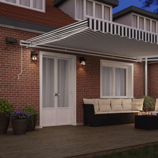 vidaXL Manual Retractable Awning with LED Anthracite&White 500x300 cm