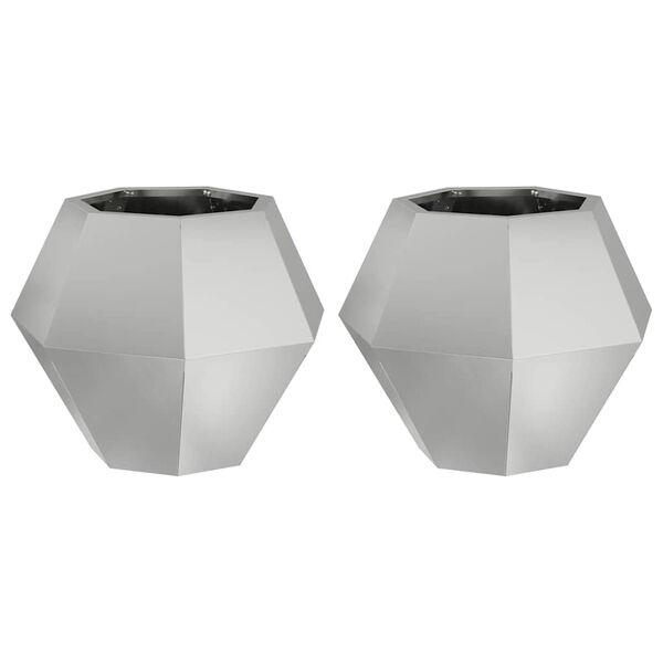 vidaXL Planter 2 pcs Silver 50 x 50 x 40 cm Galvanised Steel