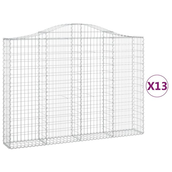 vidaXL Arched Gabion Baskets 13 pcs 200x30x140/160 cm Galvanised Iron