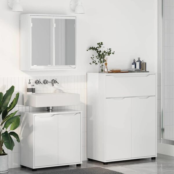 vidaXL Bathroom Furniture Set 3 pcs High Gloss White Engineered Wood