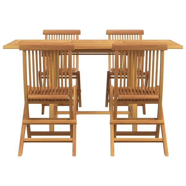 vidaXL Garden Dining Set 5 pcs Brown Solid Teak Wood