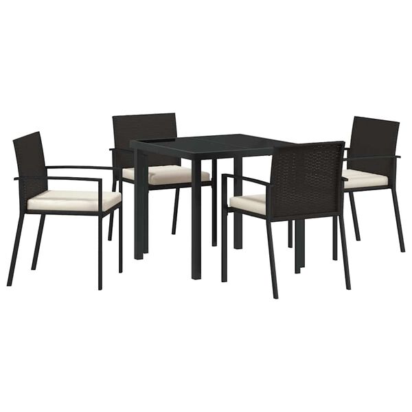 vidaXL Garden Dining Set 5 pcs Black Powder-Coated Steel