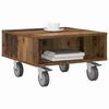 vidaXL Side Table with Wheels Old Wood 50.5 x 50 x 30 cm