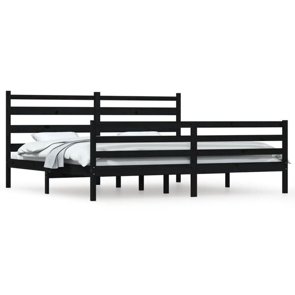 vidaXL Bed Frame without Mattress Solid Wood Pine 200x200 cm Black