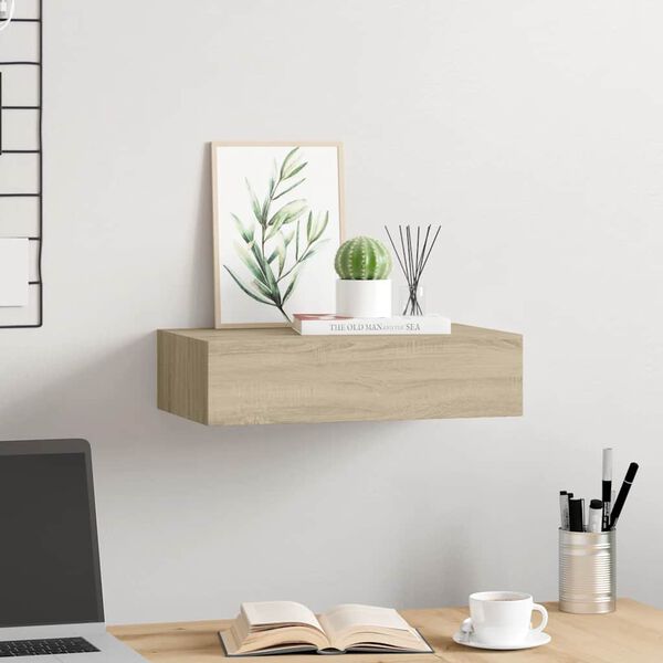 vidaXL Wall-mounted Drawer Shelf Oak 40x23.5x10cm MDF