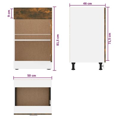 vidaXL Drawer Bottom Cabinet Smoked Oak 50x46x81,5 cm Engineered Wood