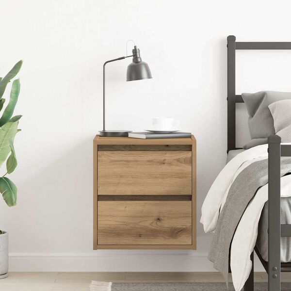vidaXL Wall-mounted Bedside Cabinet Artisan Oak 38x34x40 cm