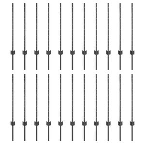vidaXL Embedded Fence Post 22 pcs Grey 120 cm Powder-Coated Steel
