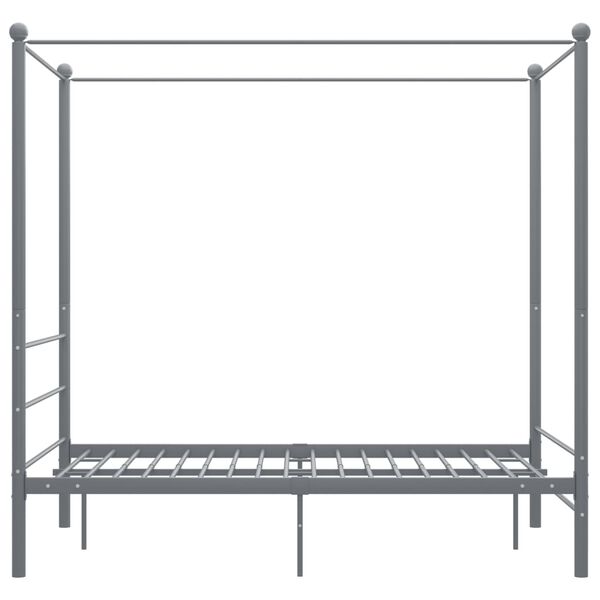 vidaXL Canopy Bed Frame without Mattress Grey Metal 120x200 cm