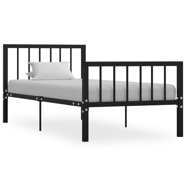 vidaXL Bed Frame without Mattress Black Metal 100x200 cm