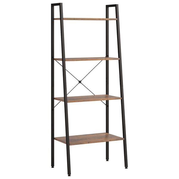 vidaXL 4-Tier Standing Shelf Dark Brown and Black 56x35x140 cm