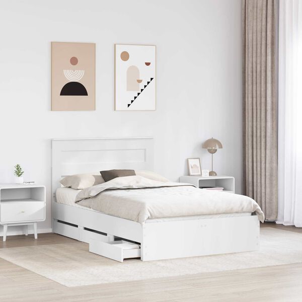 vidaXL Bed Frame with Drawer White 120 x 200 cm Engineer Wood
