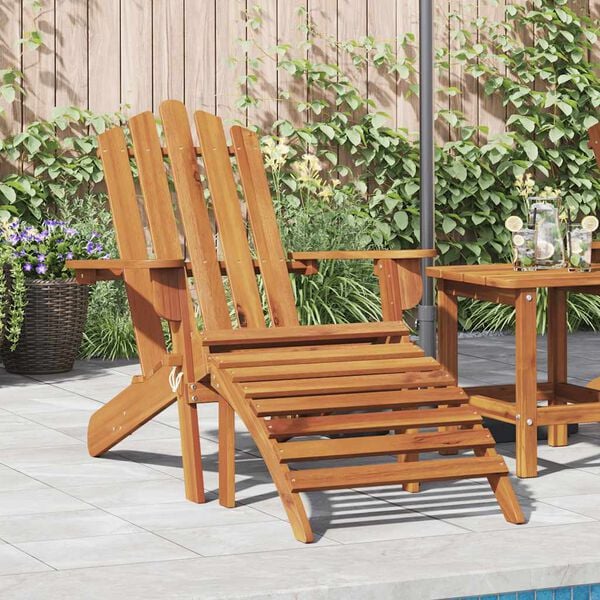 vidaXL Garden Adirondack Chair with Footrest Solid Acacia Wood