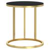 vidaXL Stylish Side Table | Gold and Black | Tempered Glass | 45 cm Diameter