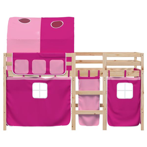 vidaXL Kids' Loft Bed with Tunnel without Mattress Pink 90x190 cm Single