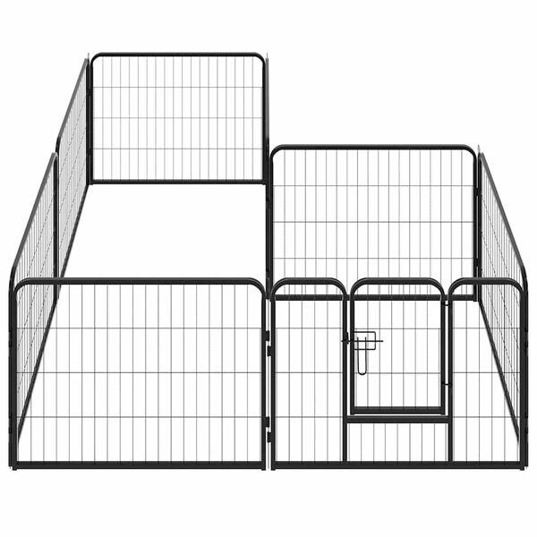 vidaXL Dog Playpen 8 Panels Steel 80x60 cm Black